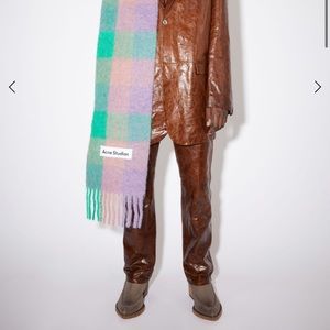Acne studios Lilac/Green/ Pink checkered Alpaca Scarf